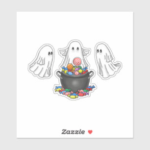 Pegatina Truco o trato con los fantasmas