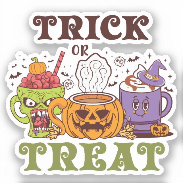 Pegatina Truco O Trato De Café Delight (Anverso)