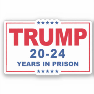 Pegatina TRUMP 20 - 24 años en prisión - Anti-Trump