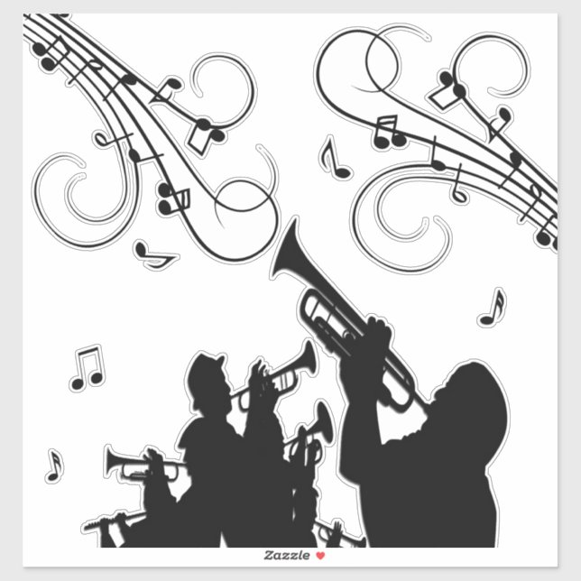 Pegatina Trumpet Section Jazz Music (Hoja)