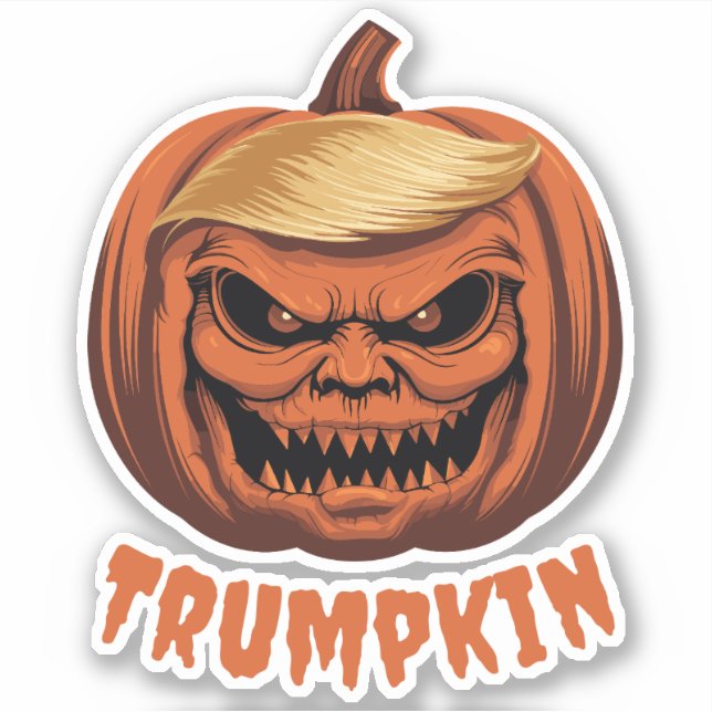 Pegatina Trumpkin: Calabaza de Halloween de Donald Trump (Anverso)