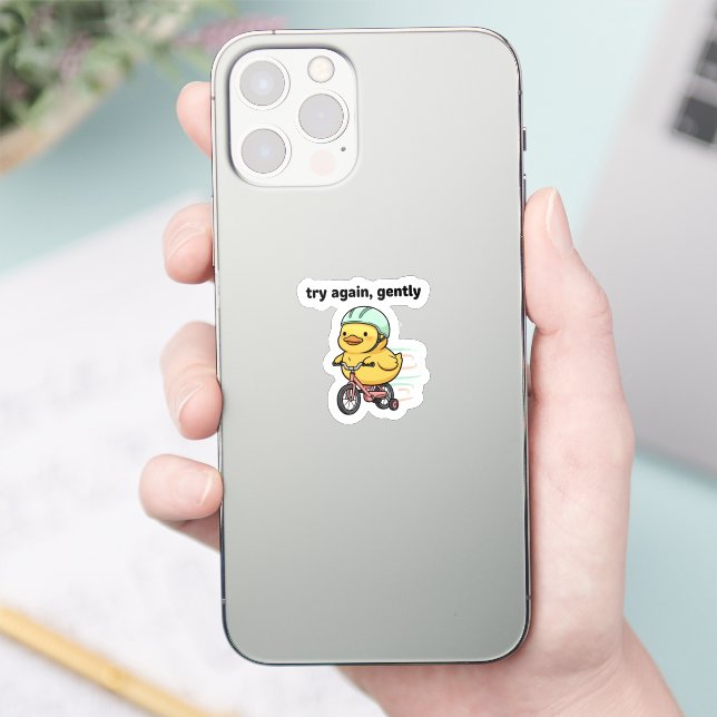 Pegatina Try Again Gently Cute Duck Sticker | Motivational  (Teléfono)
