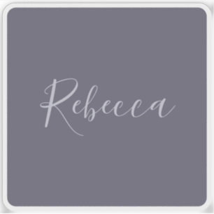 Pegatina Tu nombre   Elegante guión de lavanda en morado ne