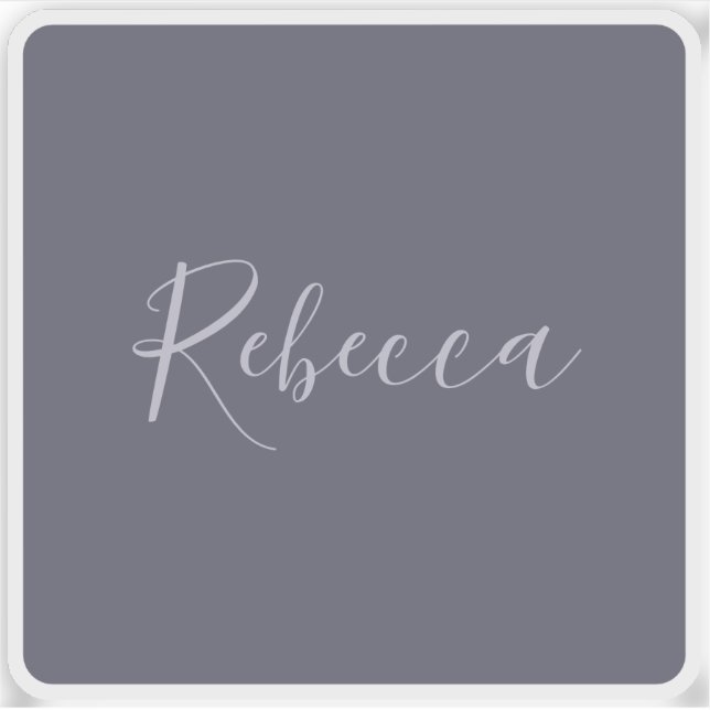 Pegatina Tu nombre | Elegante guión de lavanda en morado ne (Anverso)