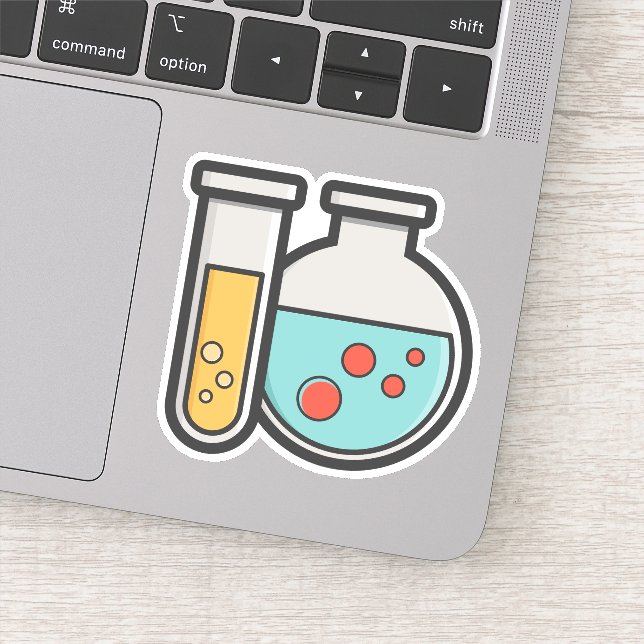 Pegatina Tubo de prueba de química y vaso de precipitado (Detalle)