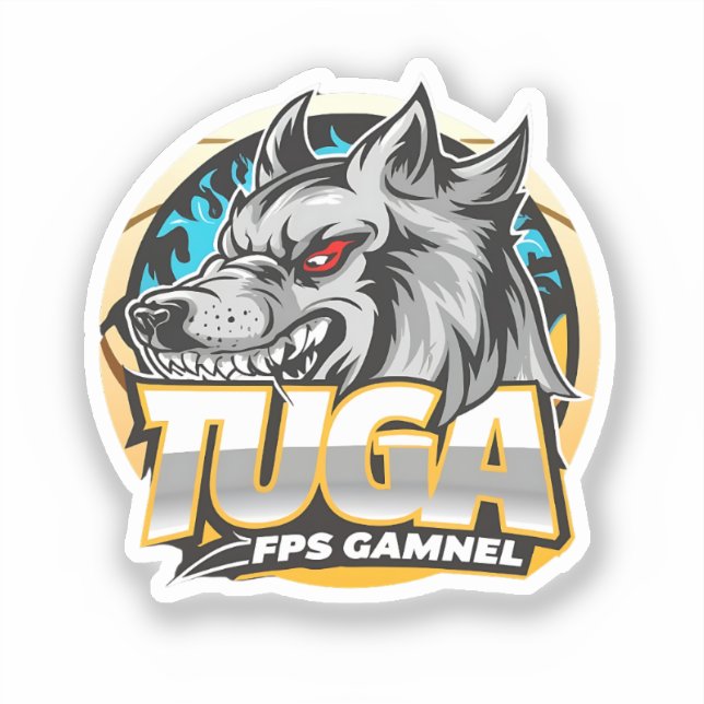 Pegatina TUGA Wolf Gaming Logo Esports Style (Anverso)