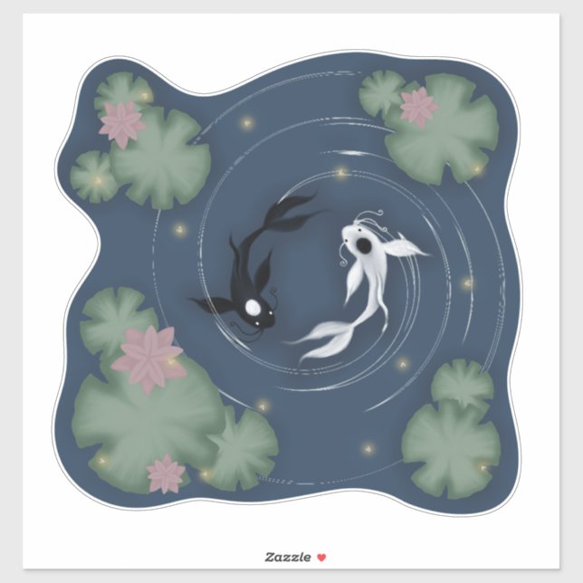 Pegatina Tui y La, Push and Pull, Ocean and Moon (Hoja)