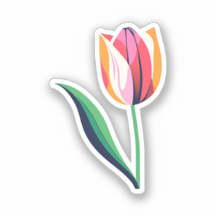 Pegatina Tulipán acuarela