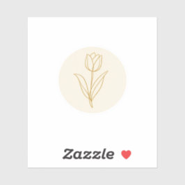 Pegatina Tulipán de Arte de Línea Dorada Minimalista Pegati
