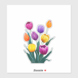 Pegatina Tulipanes Coloridos