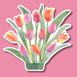 Pegatina Tulipanes de color de agua a prueba de agua