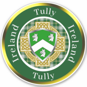 Pegatina Tully Irish Shield/Celtic Cross Personalizado