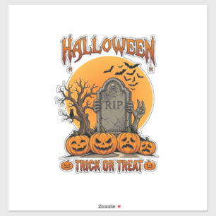 Pegatina Tumba de Zombie Mano para Halloween Truco o Trato