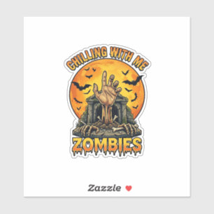 Pegatina Tumbas de Mano de Zombies Escalofriantes Murciélag
