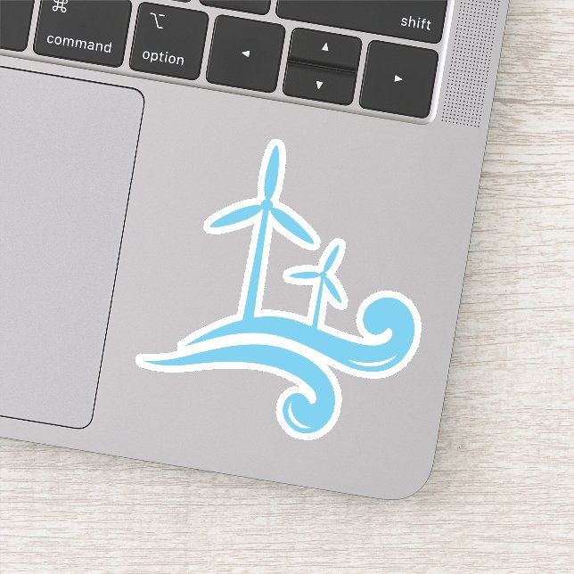 Pegatina Turbinas eólicas de energía renovable azul o de cu (Detalle)