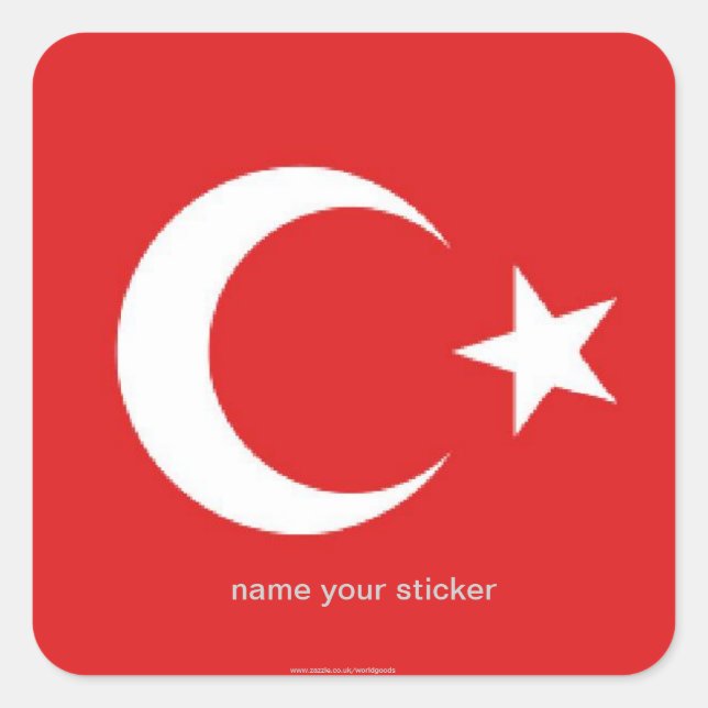 Pegatina turco de la bandera de Turquía (Anverso)
