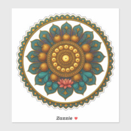 Pegatina Turquoise Gold Lotus Mandala - Fantasy Graphic Art