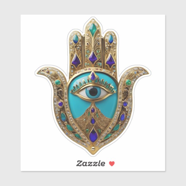 Pegatina Turquoise Third Eye Hamsa (Hoja)