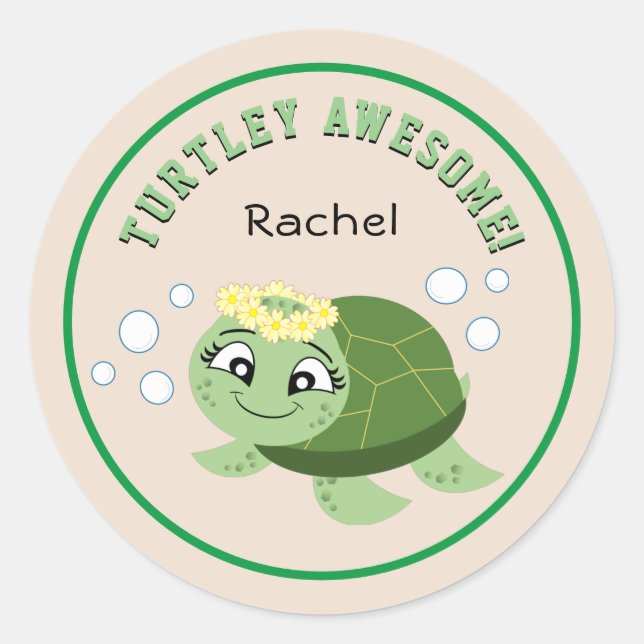 Pegatina Turtley Awesome Classic Round (Anverso)