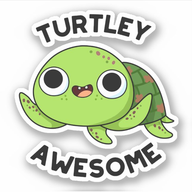 Pegatina Turtley Awesome Funny Turno Pun (Anverso)
