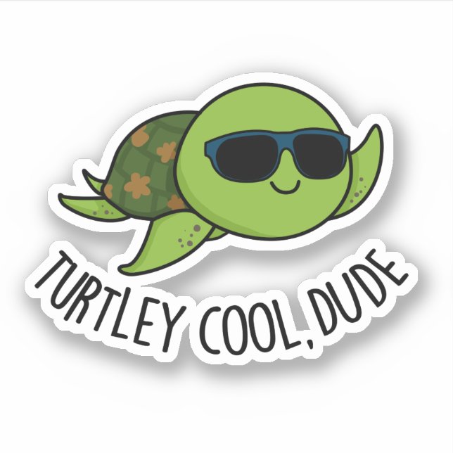 Pegatina Turtley Guay Dude Funny Turtle Pun (Anverso)