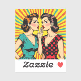 Pegatina Two Woman Gossiping Telling Secrets Pop Art
