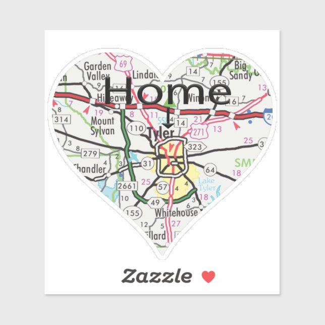 Pegatina Tyler Texas Home Map (Hoja)