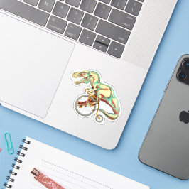 Pegatina Tyrannosaurus montando una bicicleta