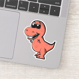 Pegatina Tyrannosaurus Rex Cute Ilustrado Dinosaurio Rojo