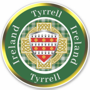 Pegatina Tyrrell Irish Shield/Celtic Cross Personalizado