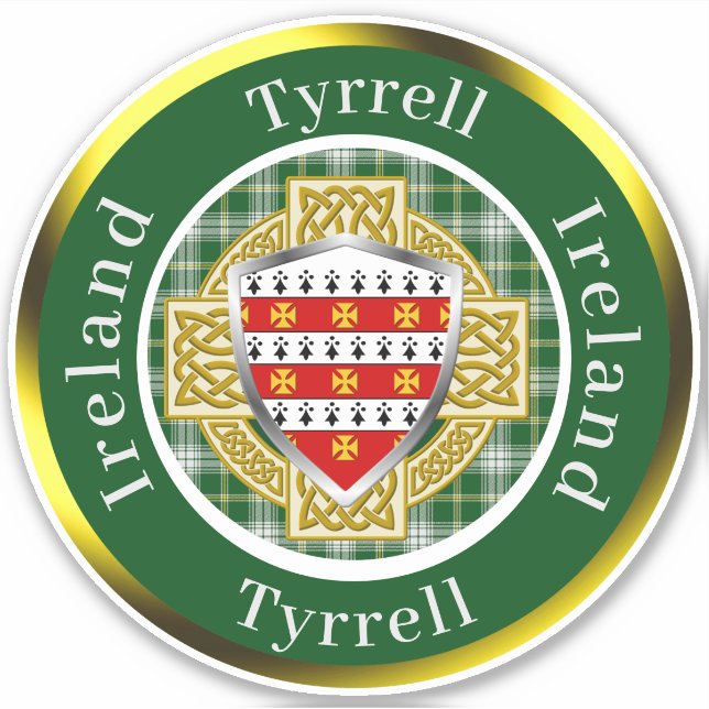 Pegatina Tyrrell Irish Shield/Celtic Cross Personalizado (Anverso)