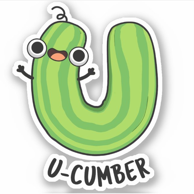 Pegatina U-cumber Funny Cucumber Pun (Anverso)