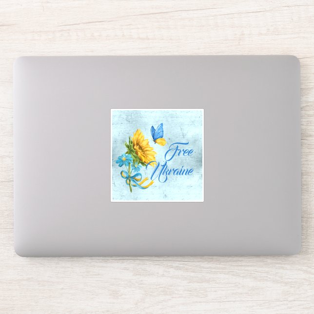 Pegatina Ucrania libre de azul girasol y vinílico de maripo (Ordenador)