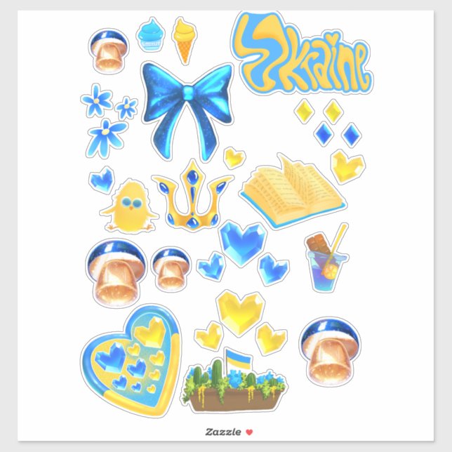 Pegatina Ukraine scrapbook stickers blue yellow (Hoja)