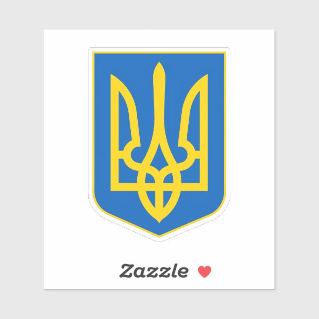 Pegatina Ukrainian Coat of Arms. Truzyb. I support Ukraine. (Hoja)