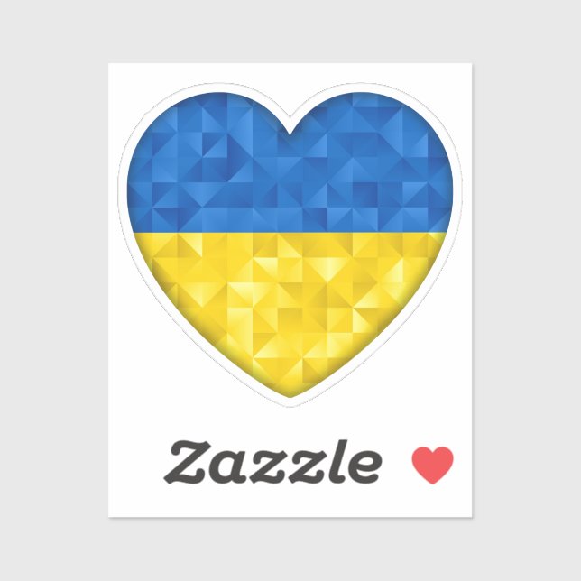 Pegatina Ukrainian flag. Love to Ukraine. Support. Heart. (Hoja)