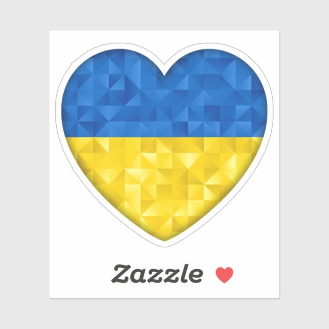 Pegatina Ukrainian flag. Love to Ukraine. Support. Heart. (Hoja)