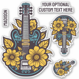 Pegatina Ukulele de texto personalizado