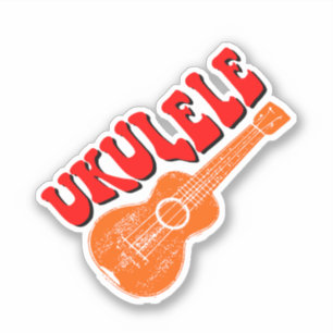 Pegatina Ukulele Groovy Text Art