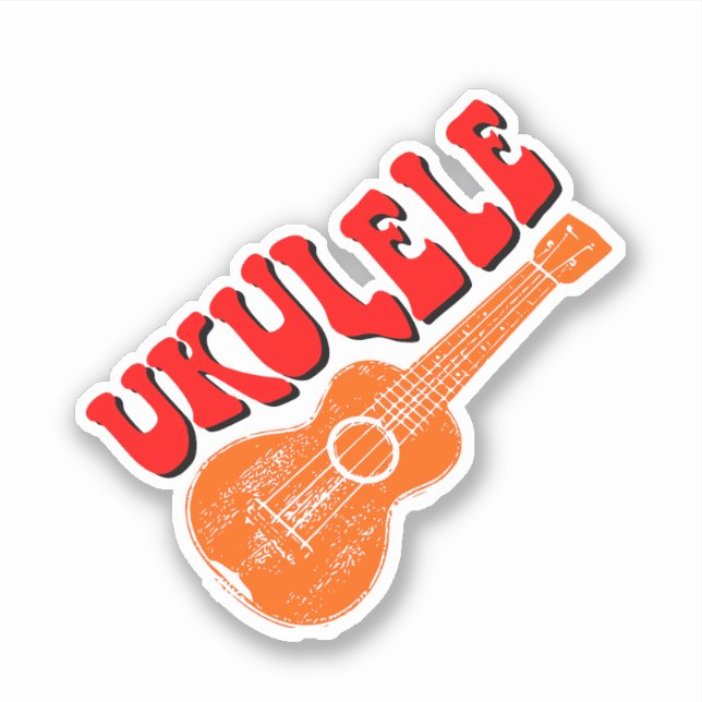 Pegatina Ukulele Groovy Text Art (Anverso)