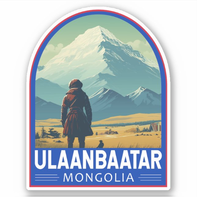 Pegatina Ulaanbaatar Mongolia Viaje al arte (Anverso)