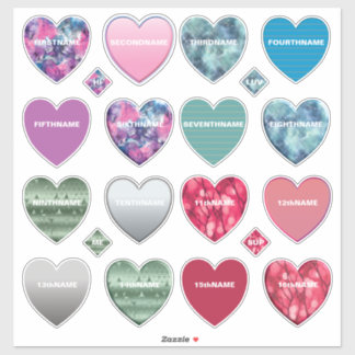 Pegatina Ultimate 16 Name Hearts Collection