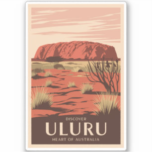 Pegatina Uluru Australia Viaje al arte Vintage