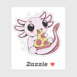 Pegatina Un adorable axolotl comiendo pizza