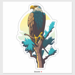 Pegatina Un águila calva encaramado sobre un árbol