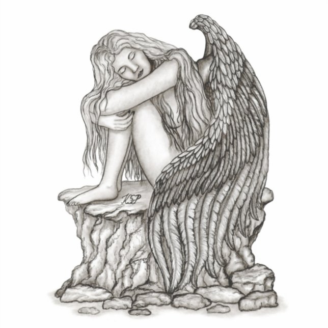 Pegatina Un ángel dormido en la piedra (Anverso)