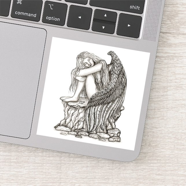Pegatina Un ángel dormido sobre la piedra (Detalle)