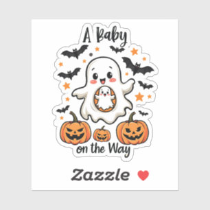 Pegatina Un bebé en camino a Halloween del embarazo fantasm