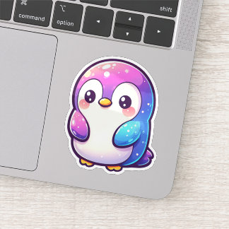 Pegatina Un bonito pingüino pastel con un gradiente vibrant