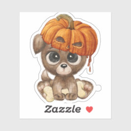 Pegatina Un cachorro de guardia lindo con una calabaza en l
